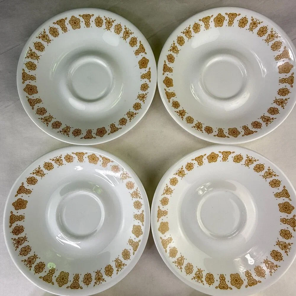 Vintage Corelle Gold Butterfly Replacement Saucer Set of 6